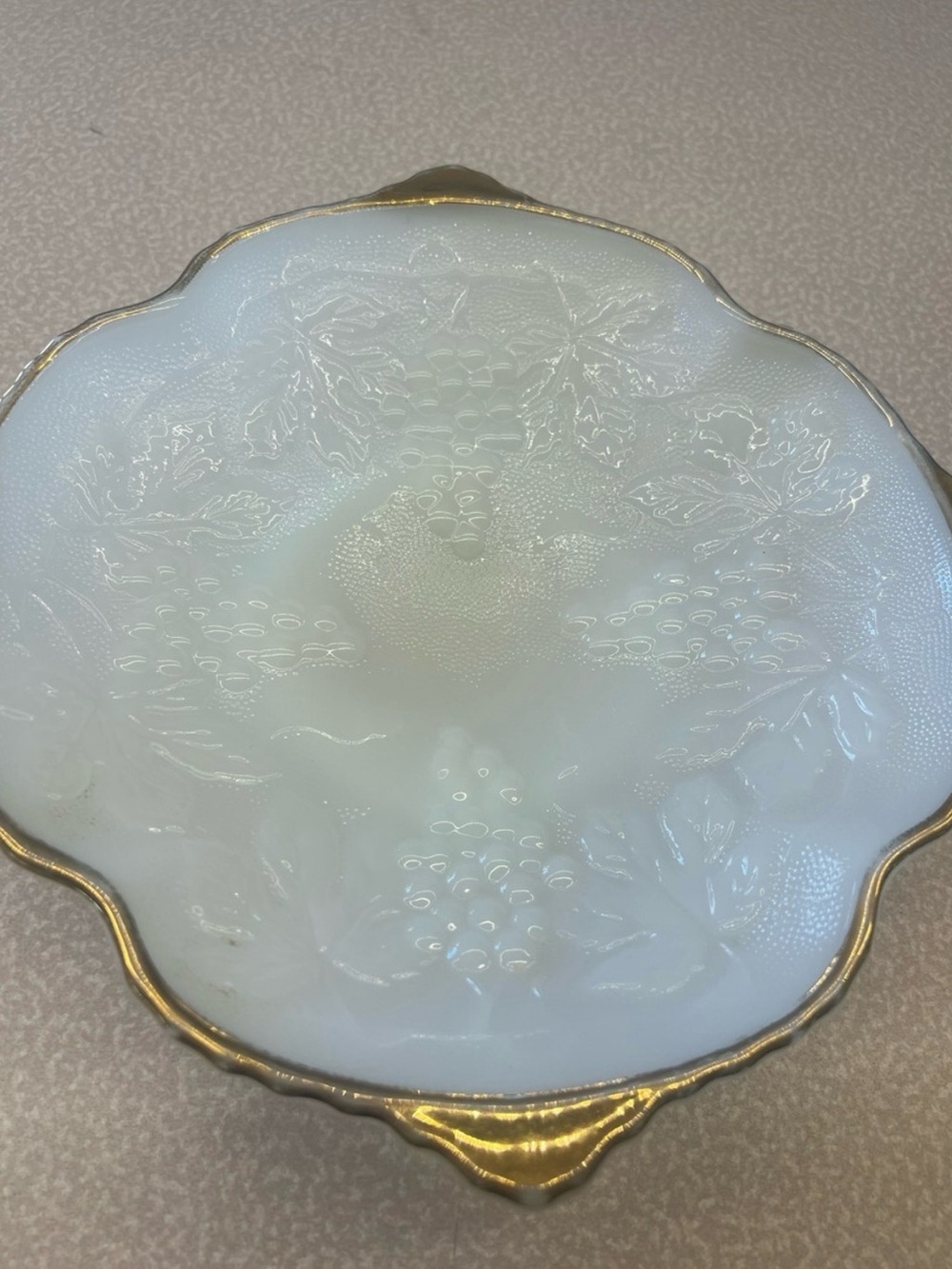 Vintage Anchor Hocking dish real gold trim